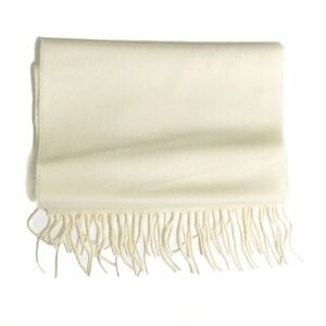 NWT FRATI Cream Fringe Throw Blanket Linen and Wool Made in Italy
